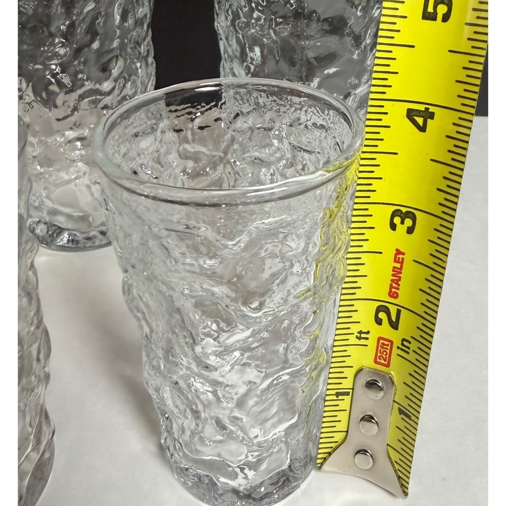 VTG Anchhor Hocking Milano Clear Bark Textured Glass Tumbler Juice Set 6pc MCM - Picture 9 of 9